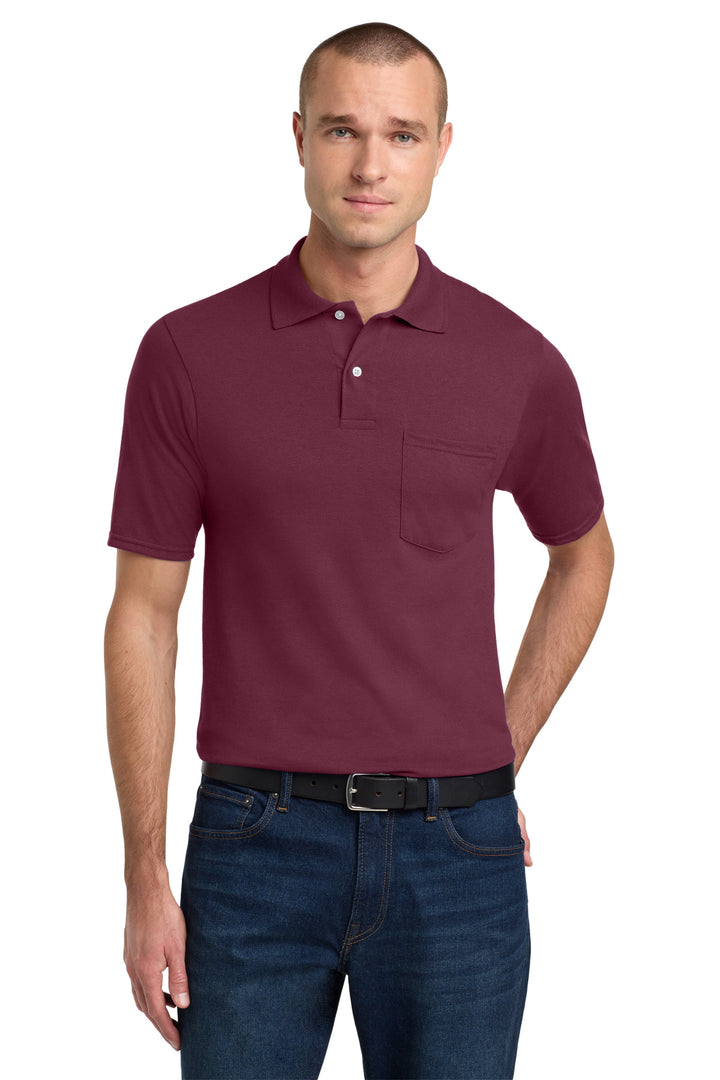 Maroon Jerzees Dri-Power Pocket Sport Shirt. 436MP
