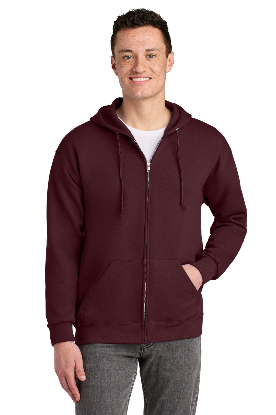 Maroon Jerzees - NuBlend Full-Zip Hooded Sweatshirt. 993M