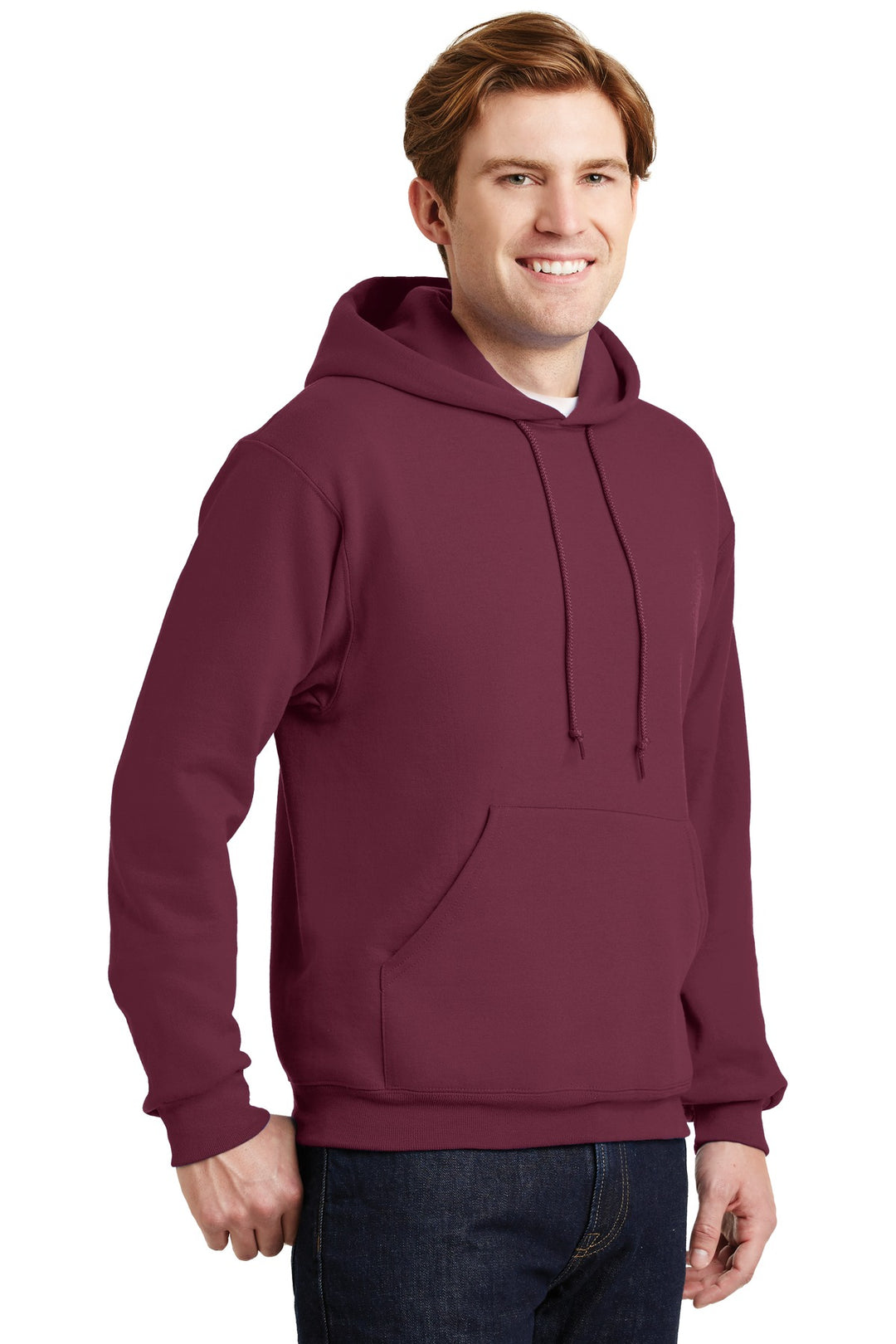 Maroon Jerzees Super Sweats NuBlend - Pullover Hooded Sweatshirt. 4997M