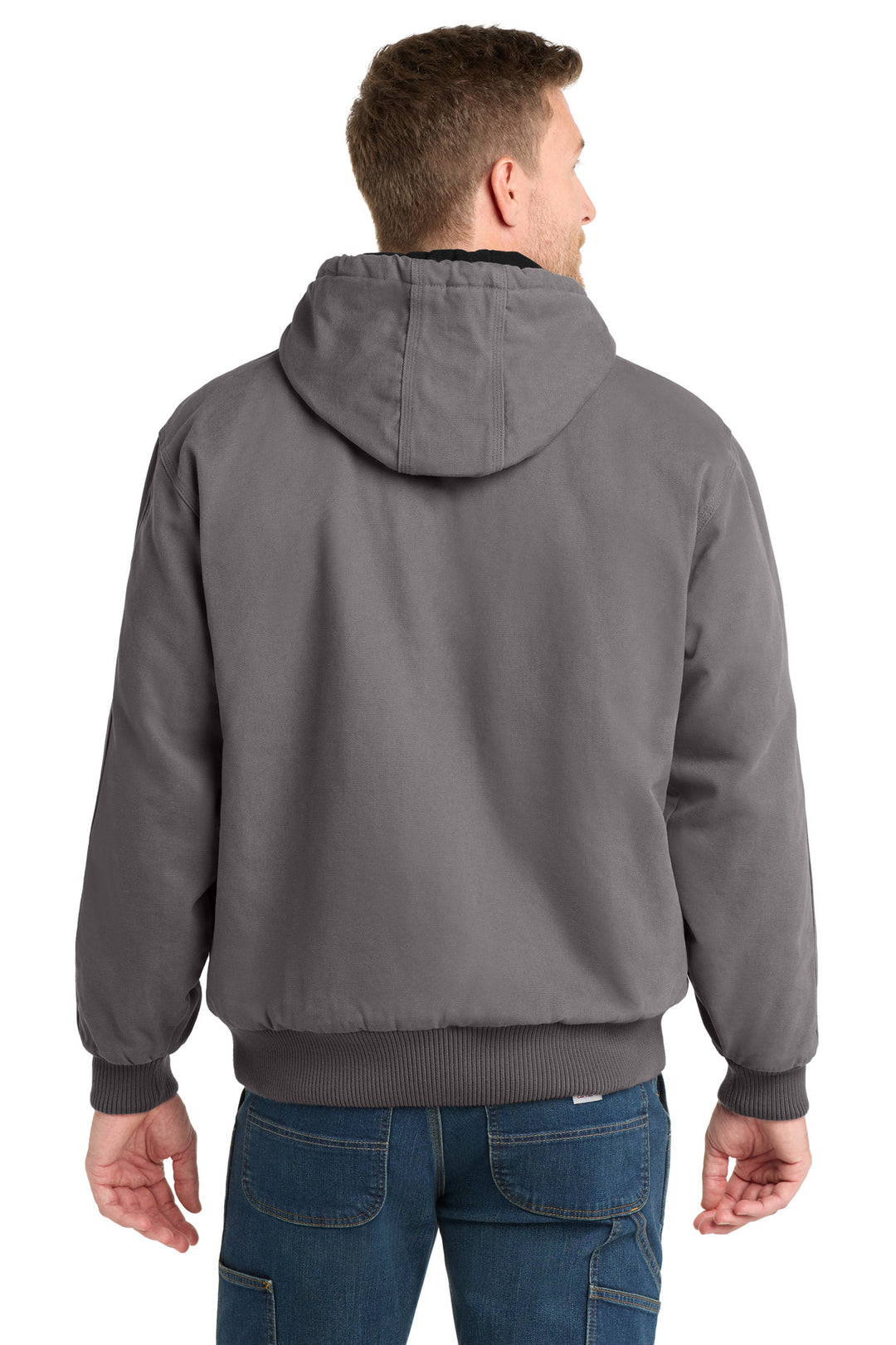 Metal Grey CornerStone Washed Duck Cloth Insulated Hooded Work Jacket. CSJ41