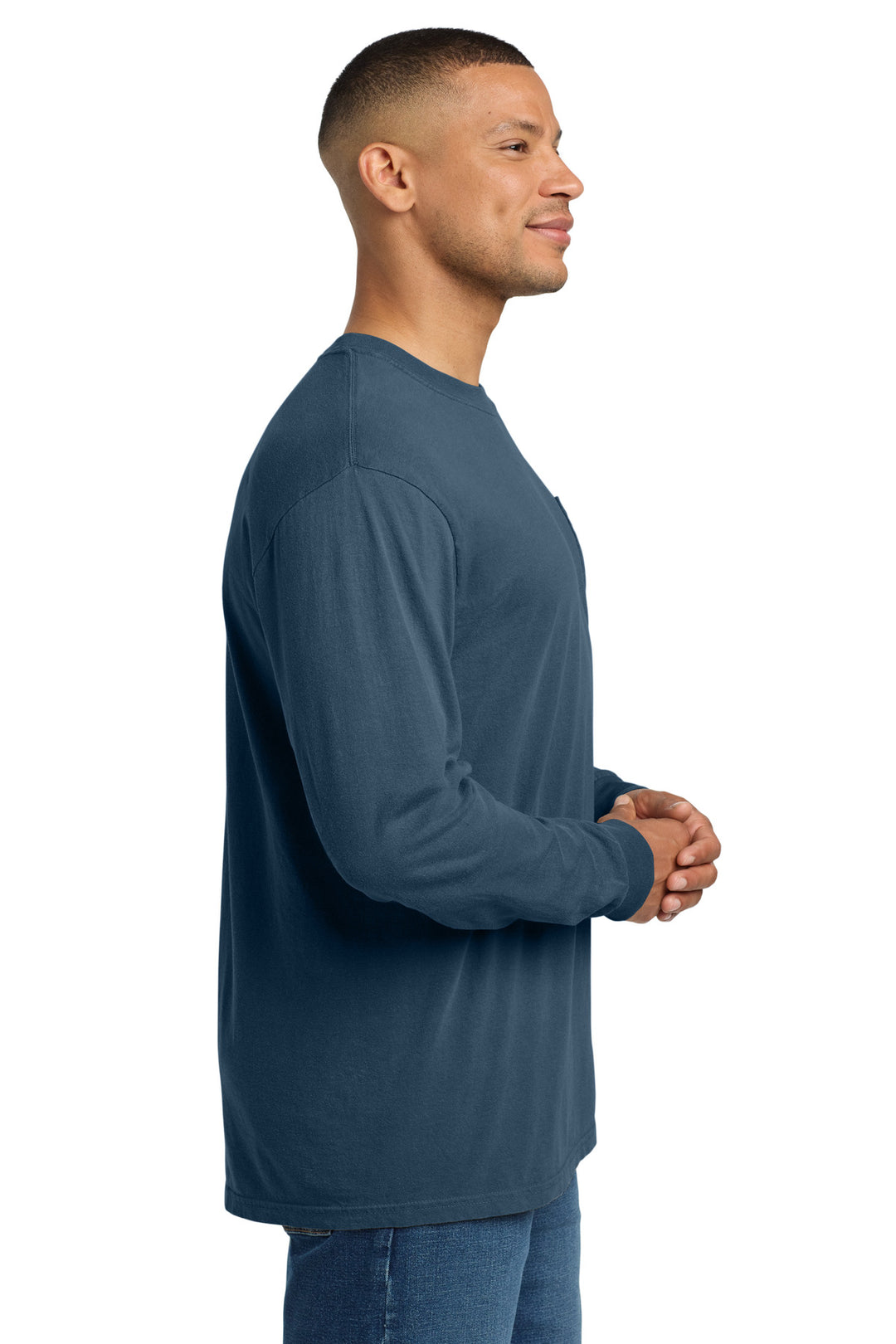 Midnight COMFORT COLORS Heavyweight Ring Spun Long Sleeve Pocket Tee. 4410