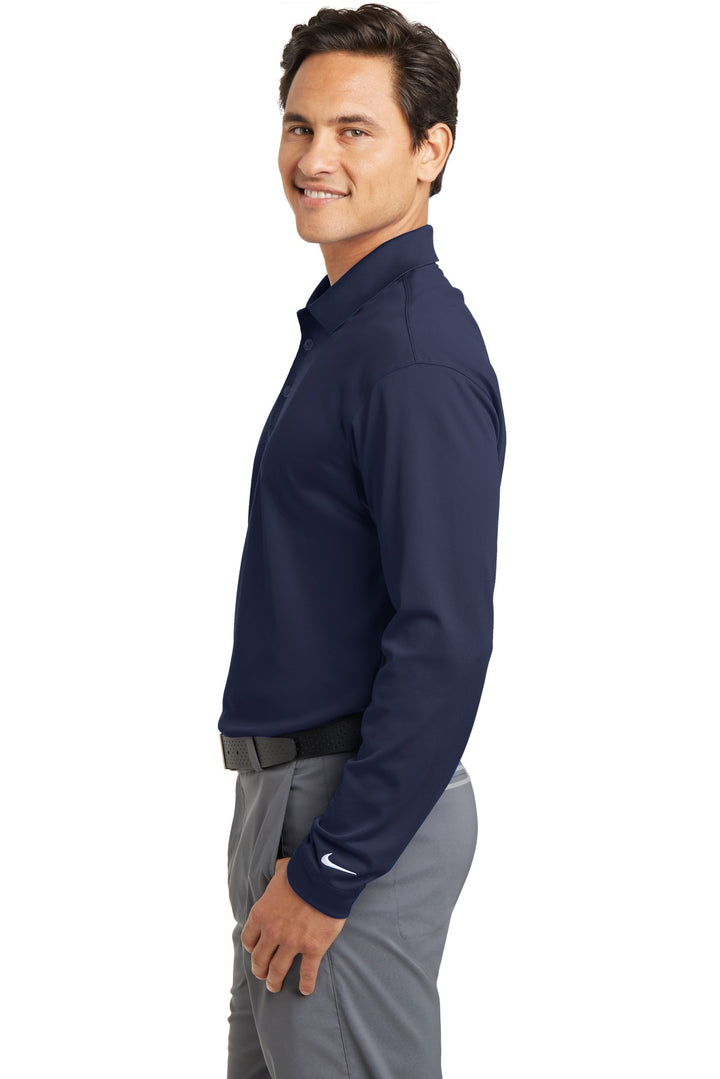 Midnight Navy Nike Long Sleeve Dri-FIT Stretch Tech Polo. 466364