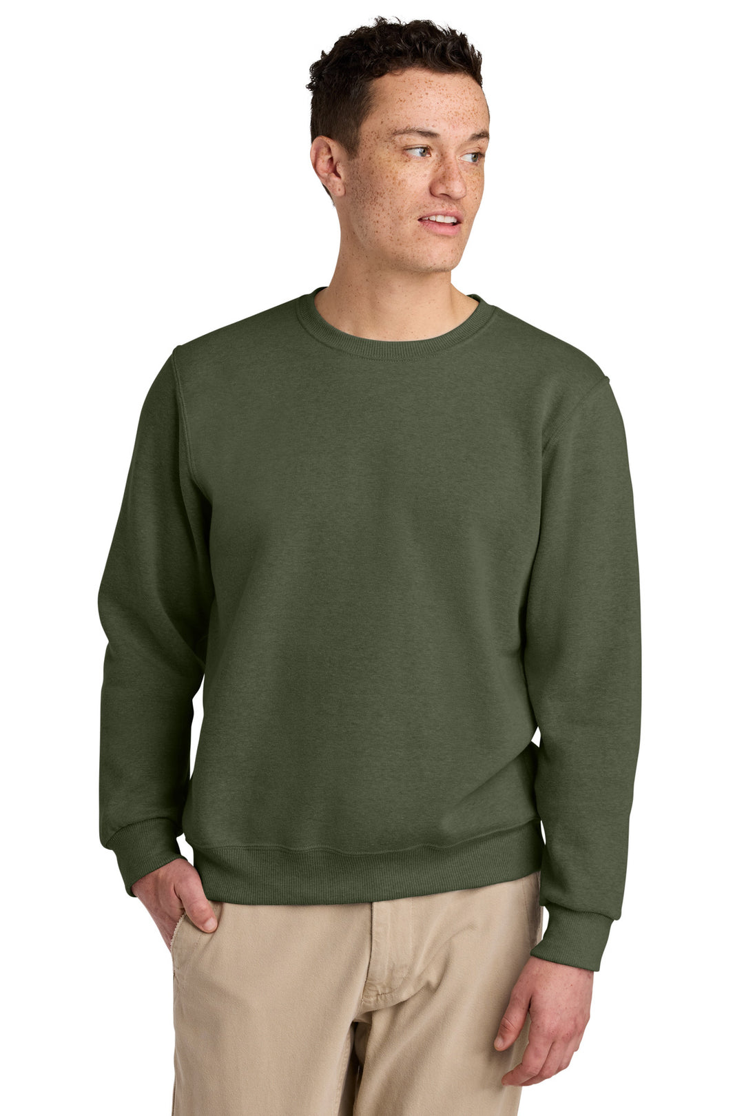MilGrnHtr Jerzees Eco Premium Blend Crewneck Sweatshirt 701M