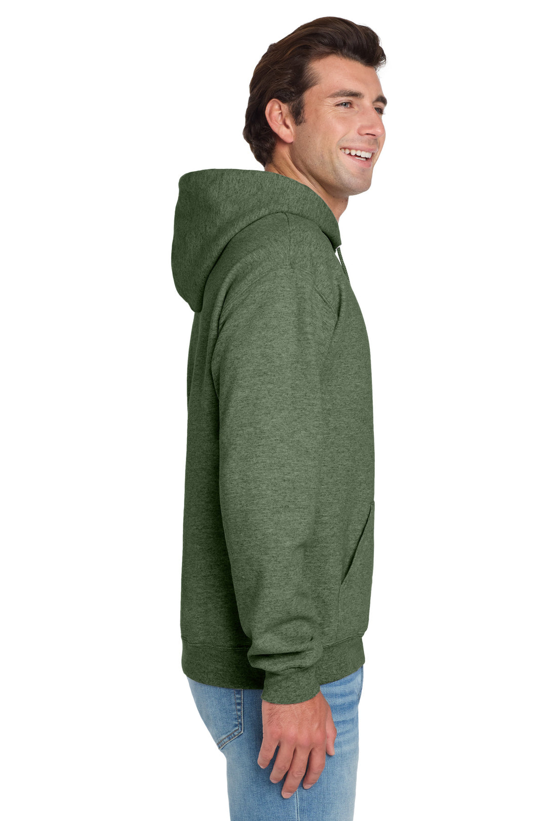 MilGrnHtr Jerzees NuBlend Pullover Hooded Sweatshirt. 996M