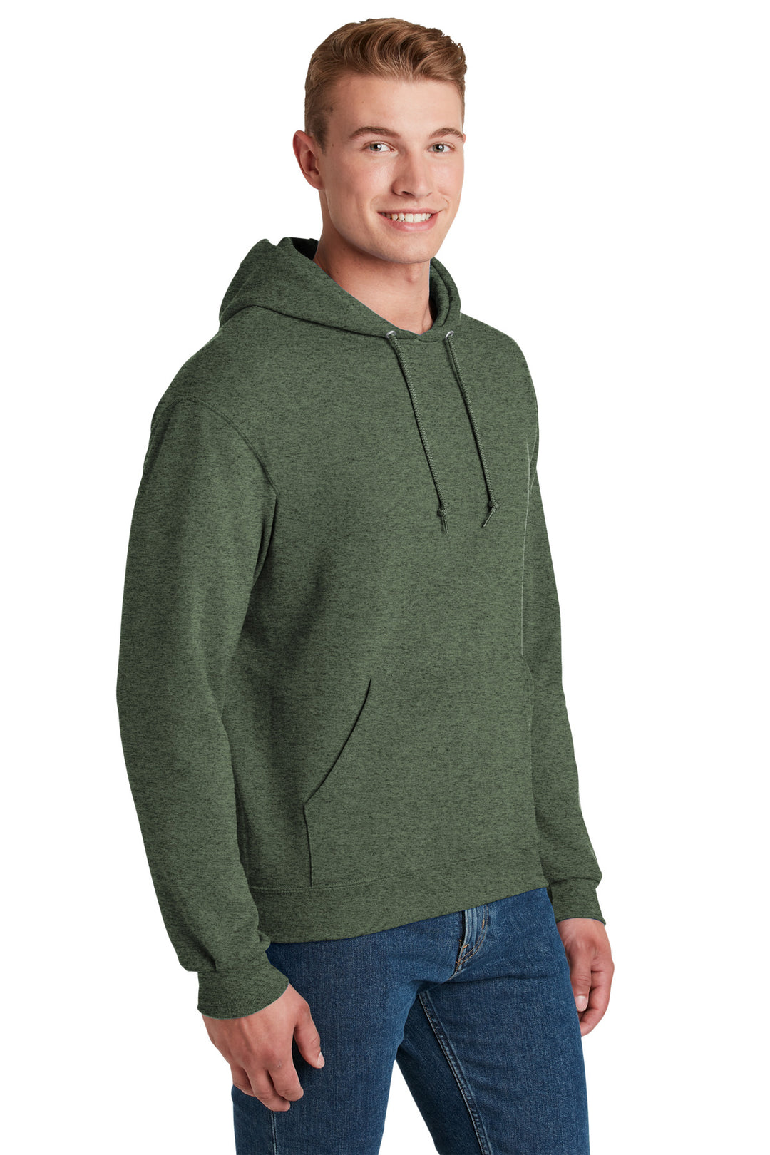 MilGrnHtr Jerzees NuBlend Pullover Hooded Sweatshirt. 996M