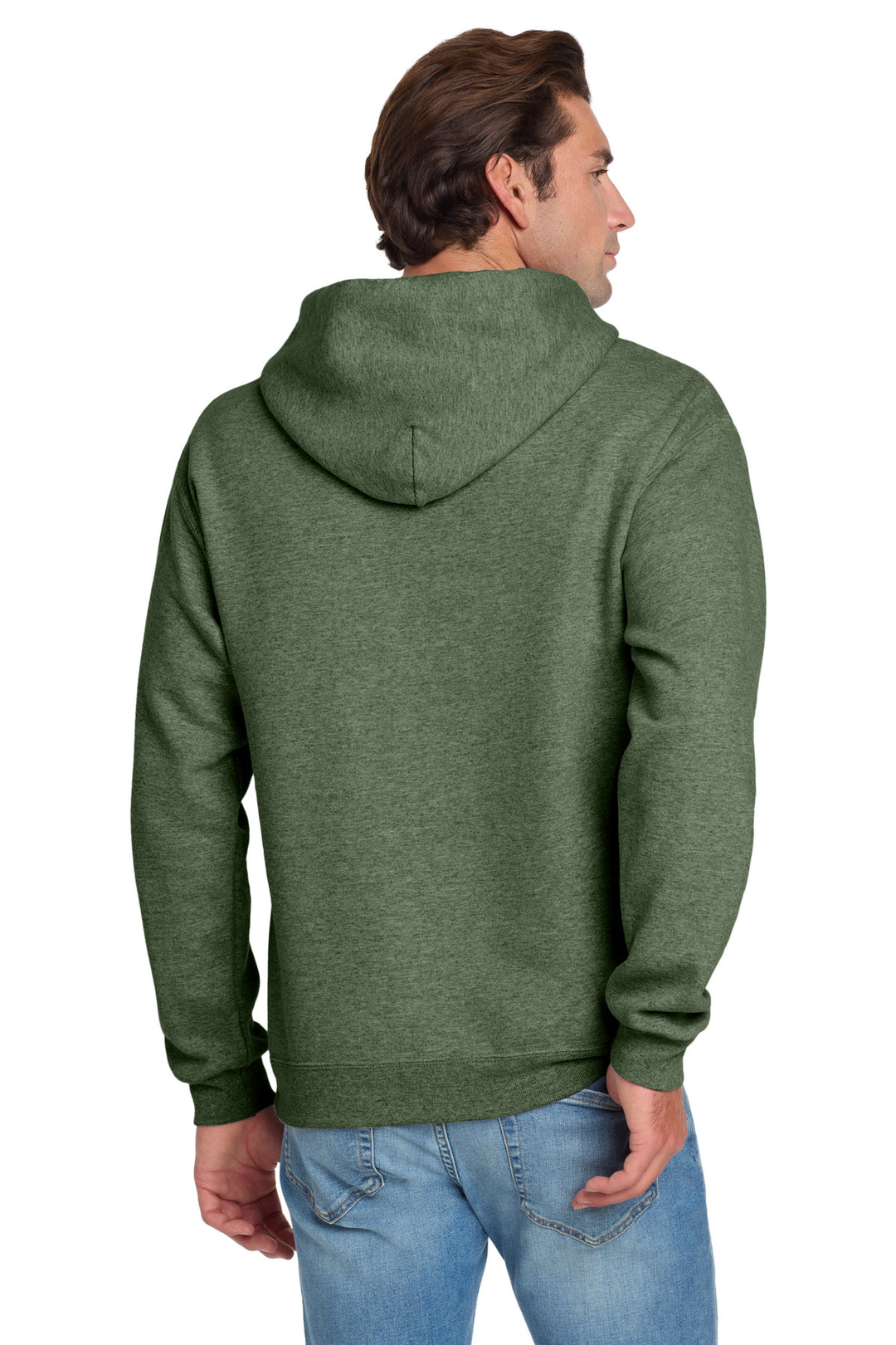 MilGrnHtr Jerzees NuBlend Pullover Hooded Sweatshirt. 996M