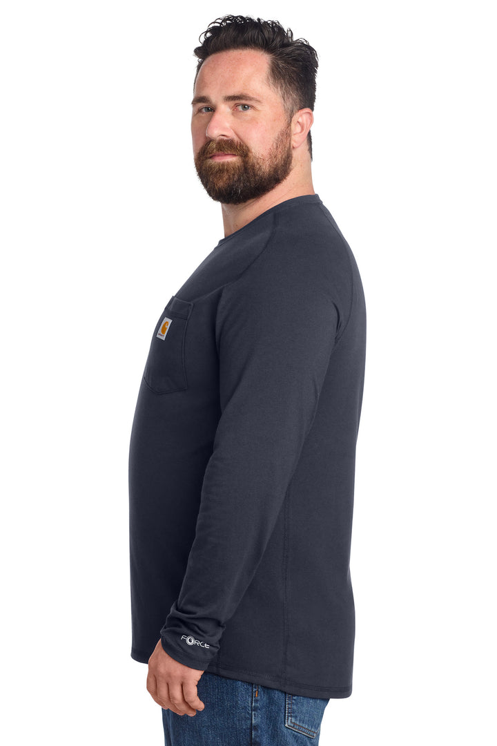 Navy Carhartt Force Long Sleeve Pocket T-Shirt CT106656