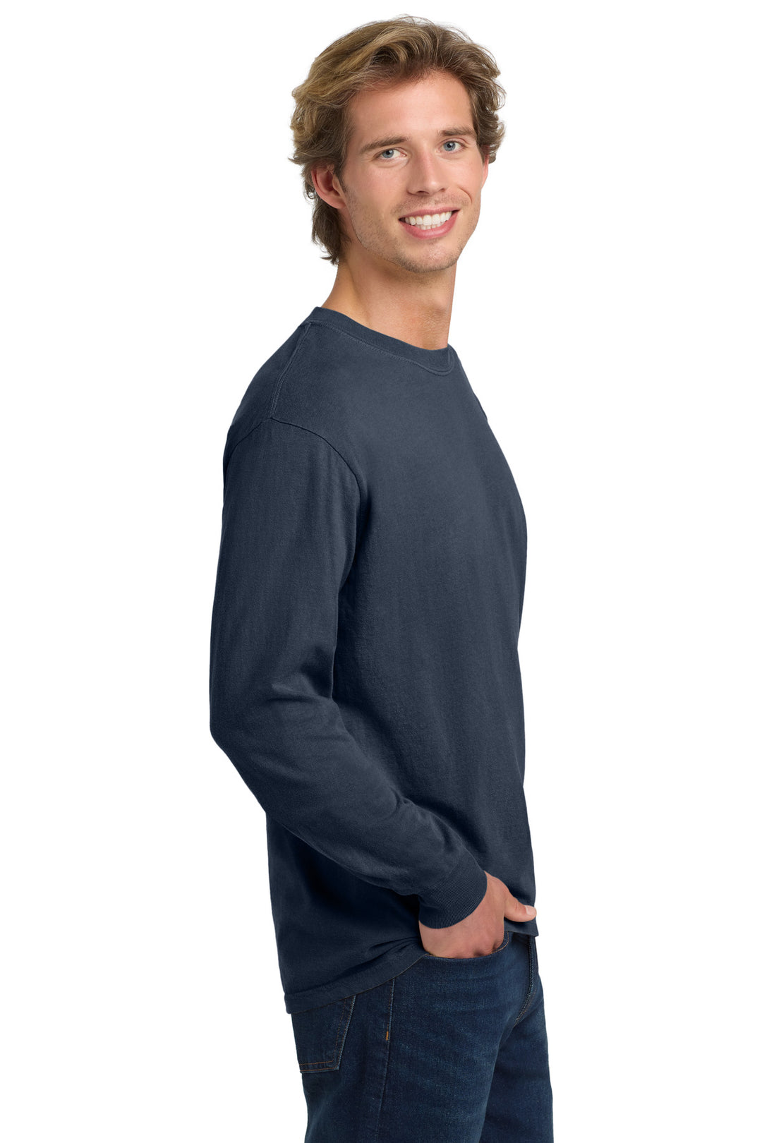 Navy COMFORT COLORS Heavyweight Ring Spun Long Sleeve Tee. 6014