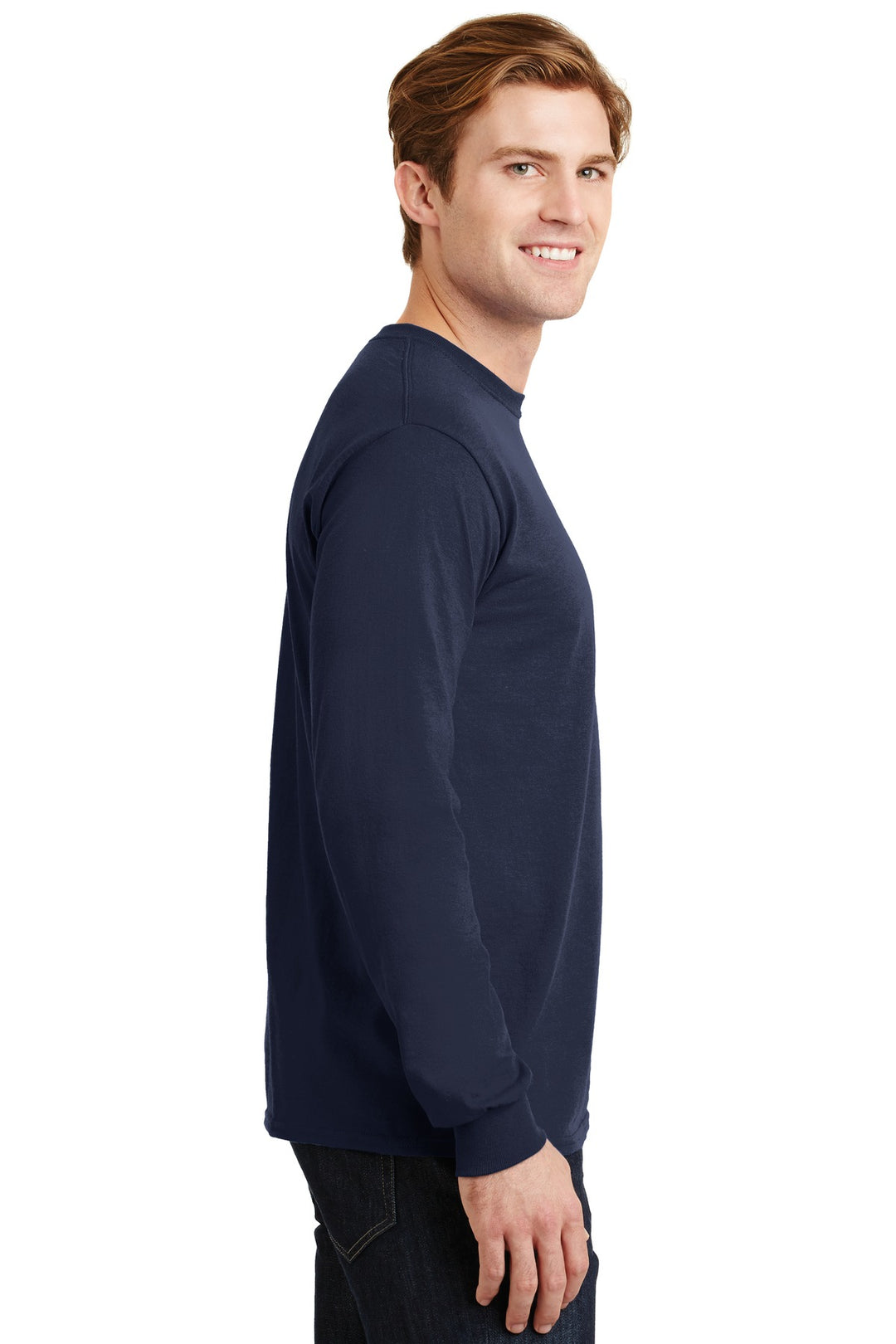 Navy Gildan - DryBlend 50 Cotton/50 Poly Long Sleeve T-Shirt. 8400