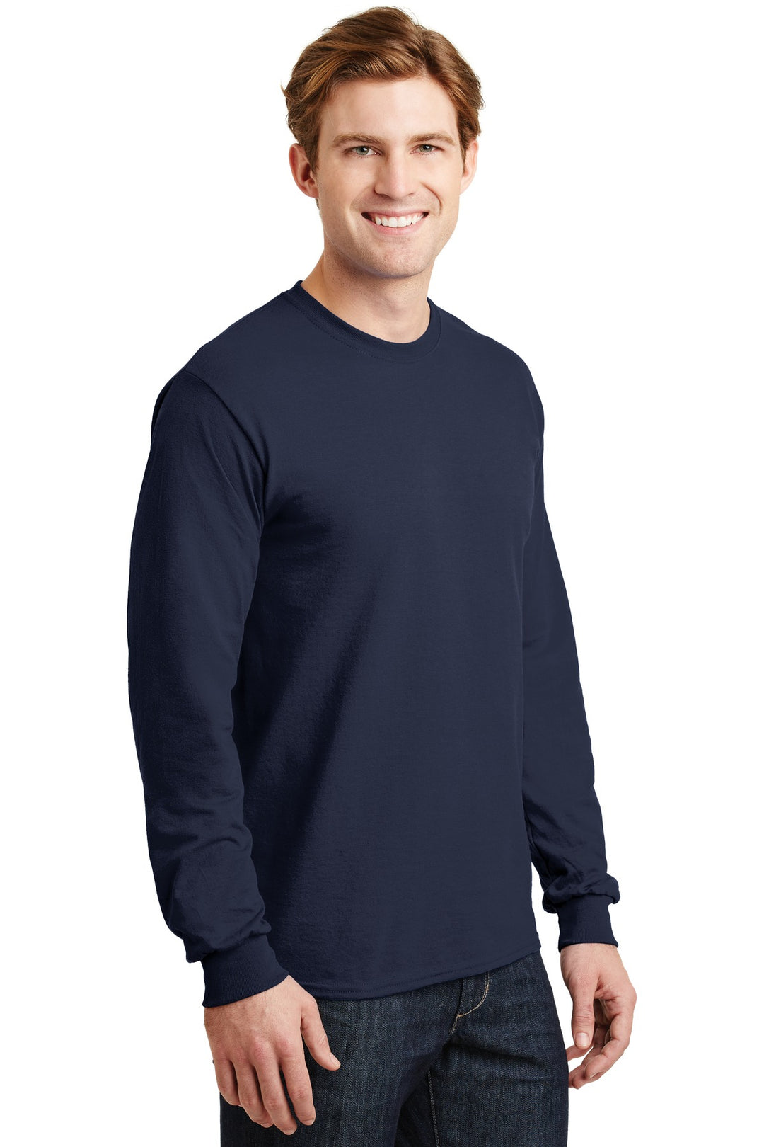 Navy Gildan - DryBlend 50 Cotton/50 Poly Long Sleeve T-Shirt. 8400