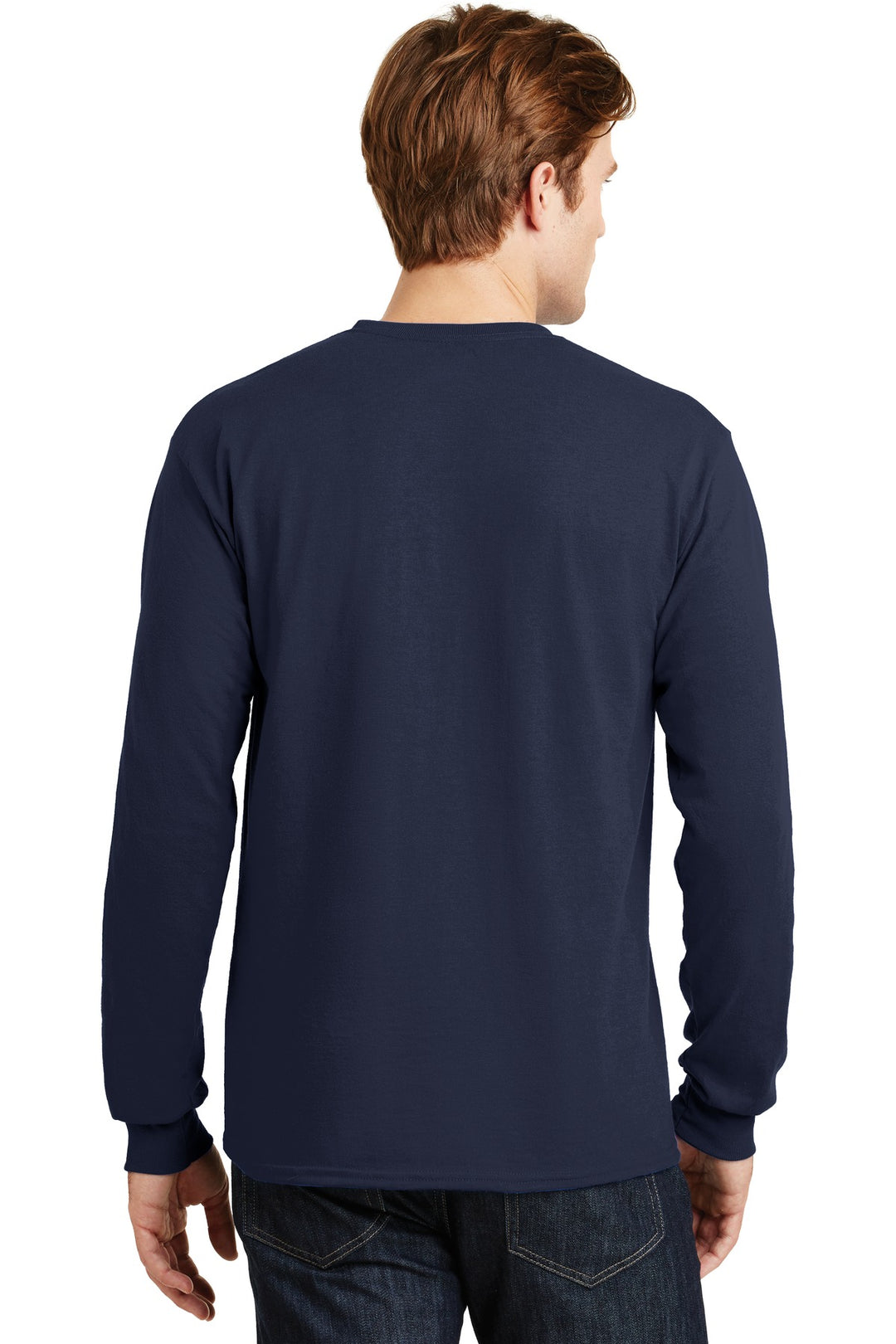 Navy Gildan - DryBlend 50 Cotton/50 Poly Long Sleeve T-Shirt. 8400