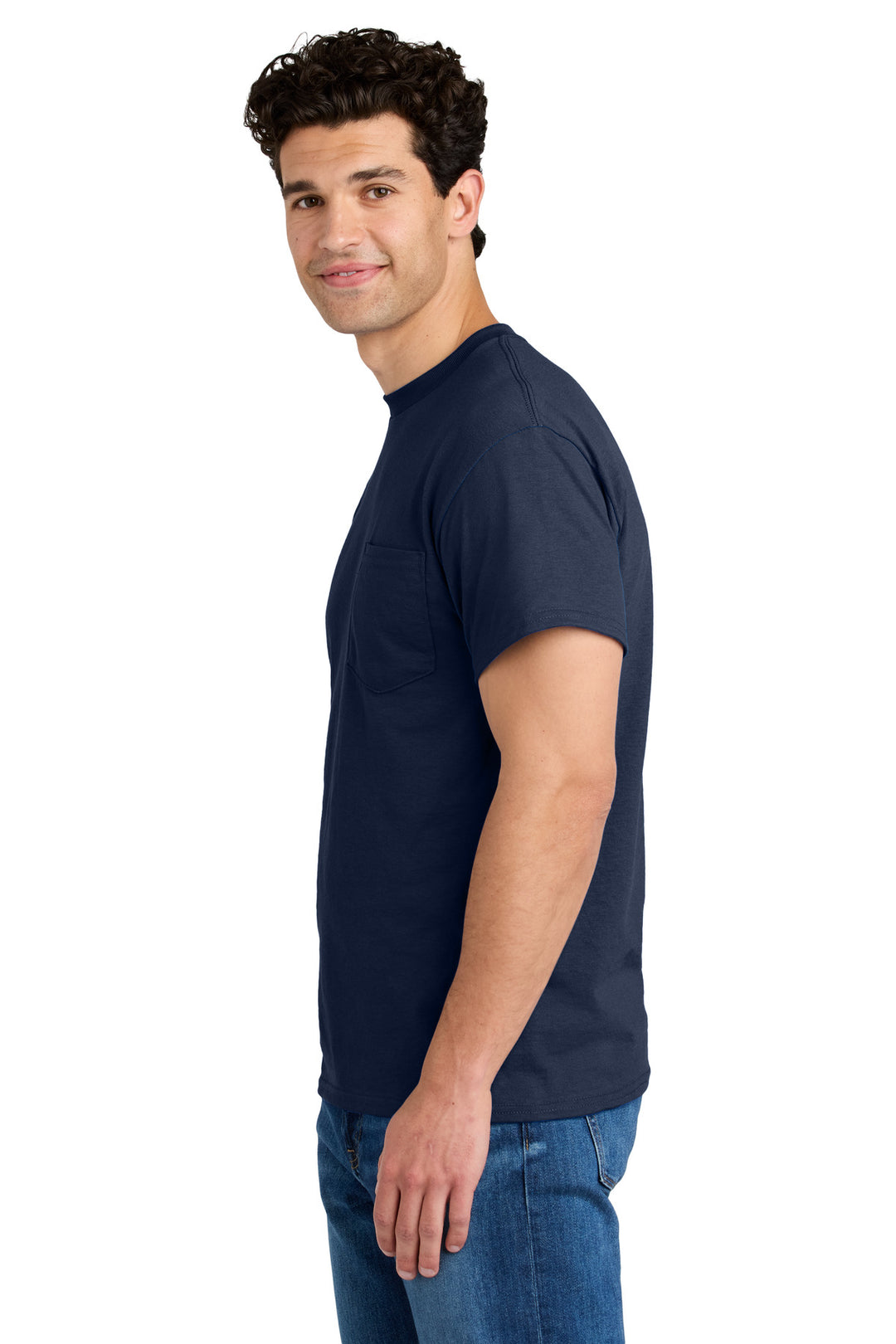Navy Gildan - DryBlend 50 Cotton/50 Poly Pocket T-Shirt. 8300