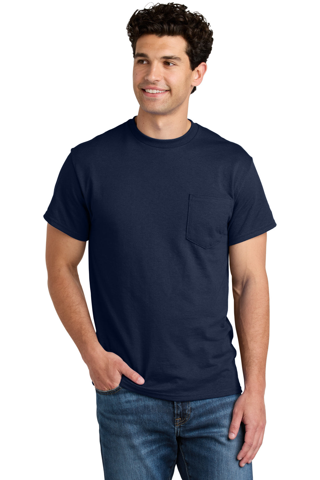 Navy Gildan - DryBlend 50 Cotton/50 Poly Pocket T-Shirt. 8300