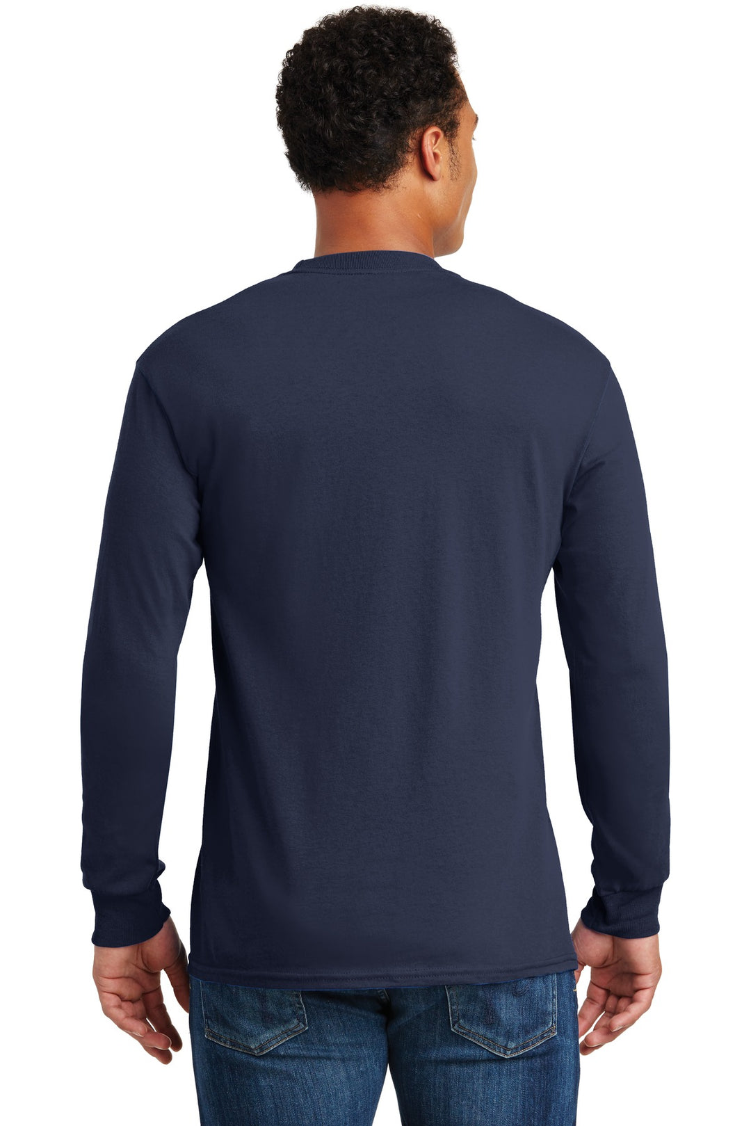 Navy Gildan - Heavy Cotton 100% Cotton Long Sleeve T-Shirt. 5400