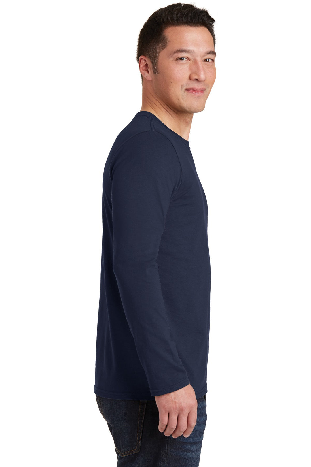 Navy Gildan Softstyle Long Sleeve T-Shirt. 64400