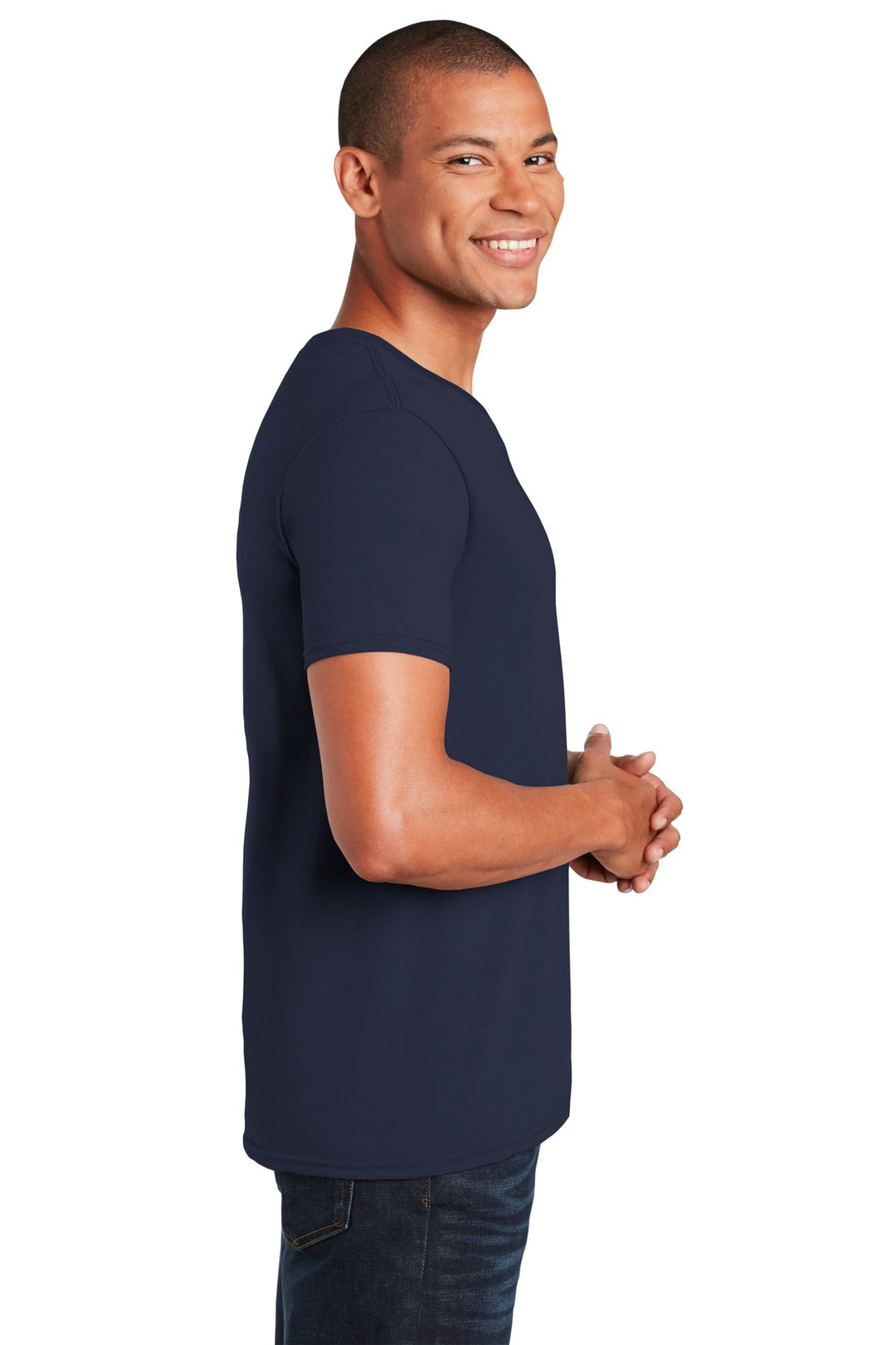 Navy Gildan Softstyle V-Neck T-Shirt. 64V00