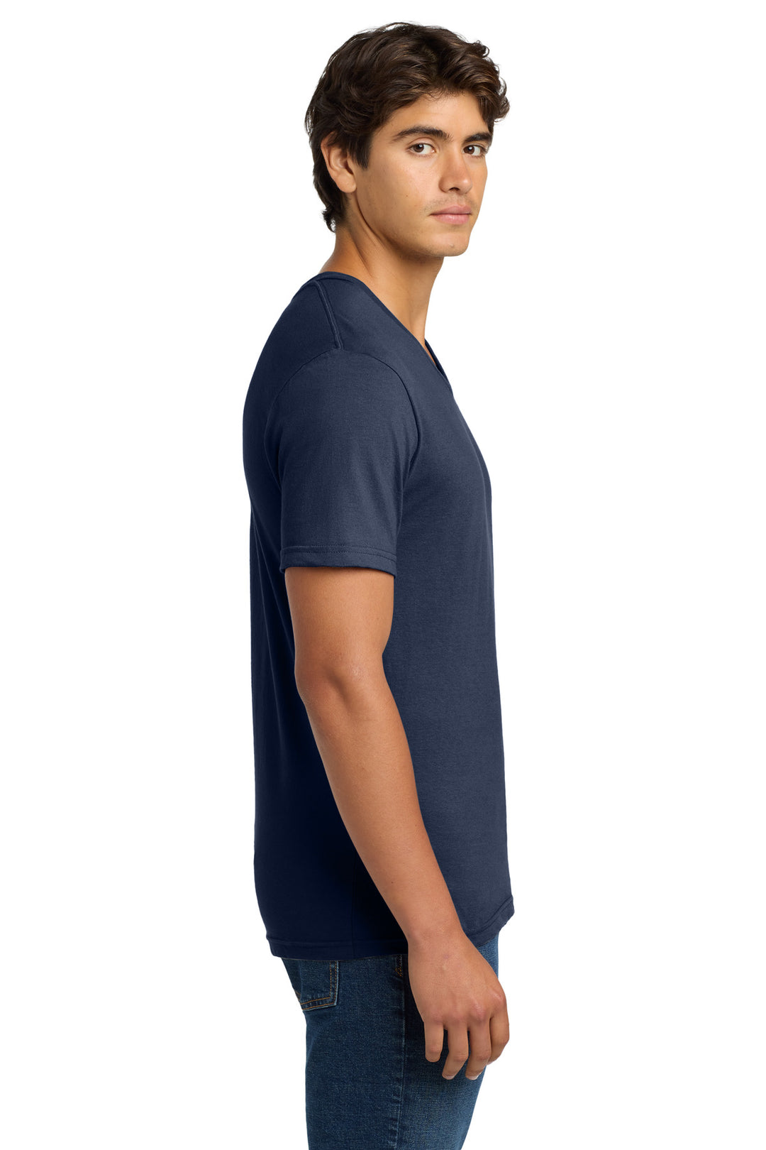 Navy Gildan Softstyle V-Neck T-Shirt. 64V00