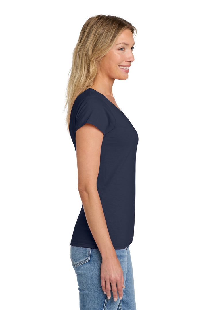 Navy Gildan Softstyle Women's Fit V-Neck T-Shirt. 64V00L