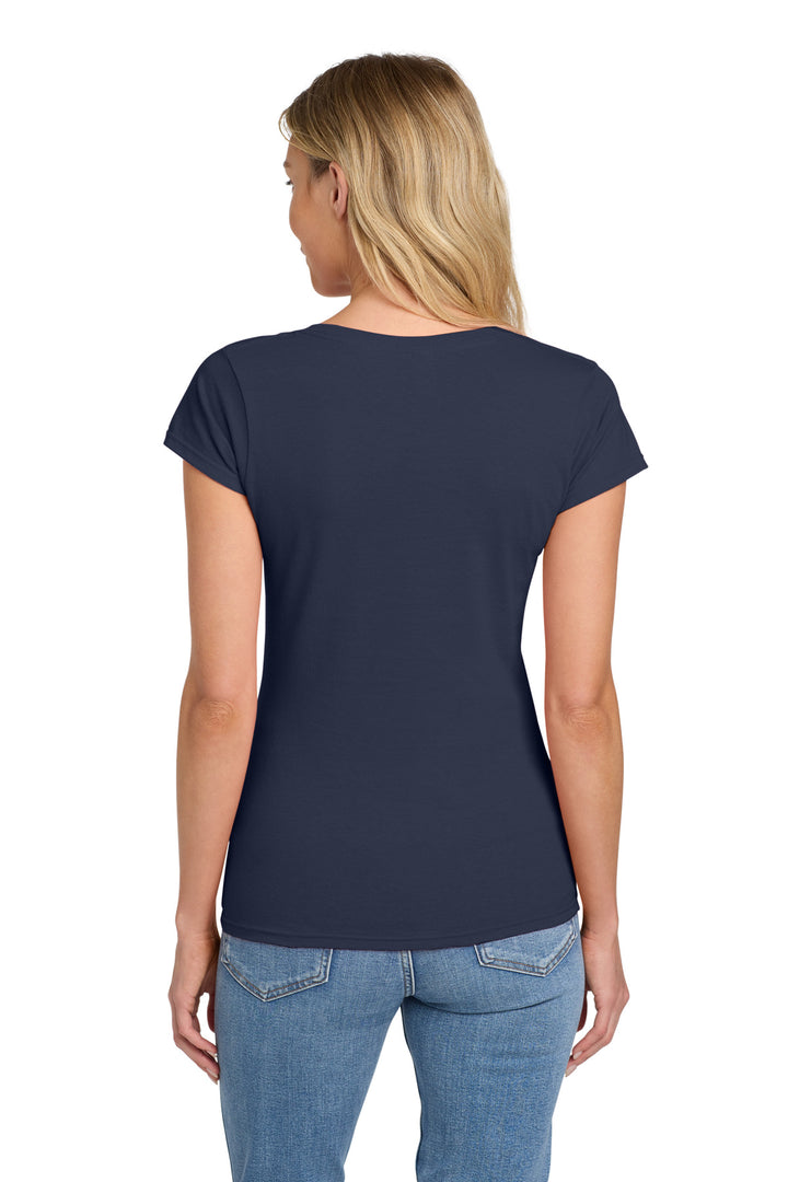 Navy Gildan Softstyle Women's Fit V-Neck T-Shirt. 64V00L