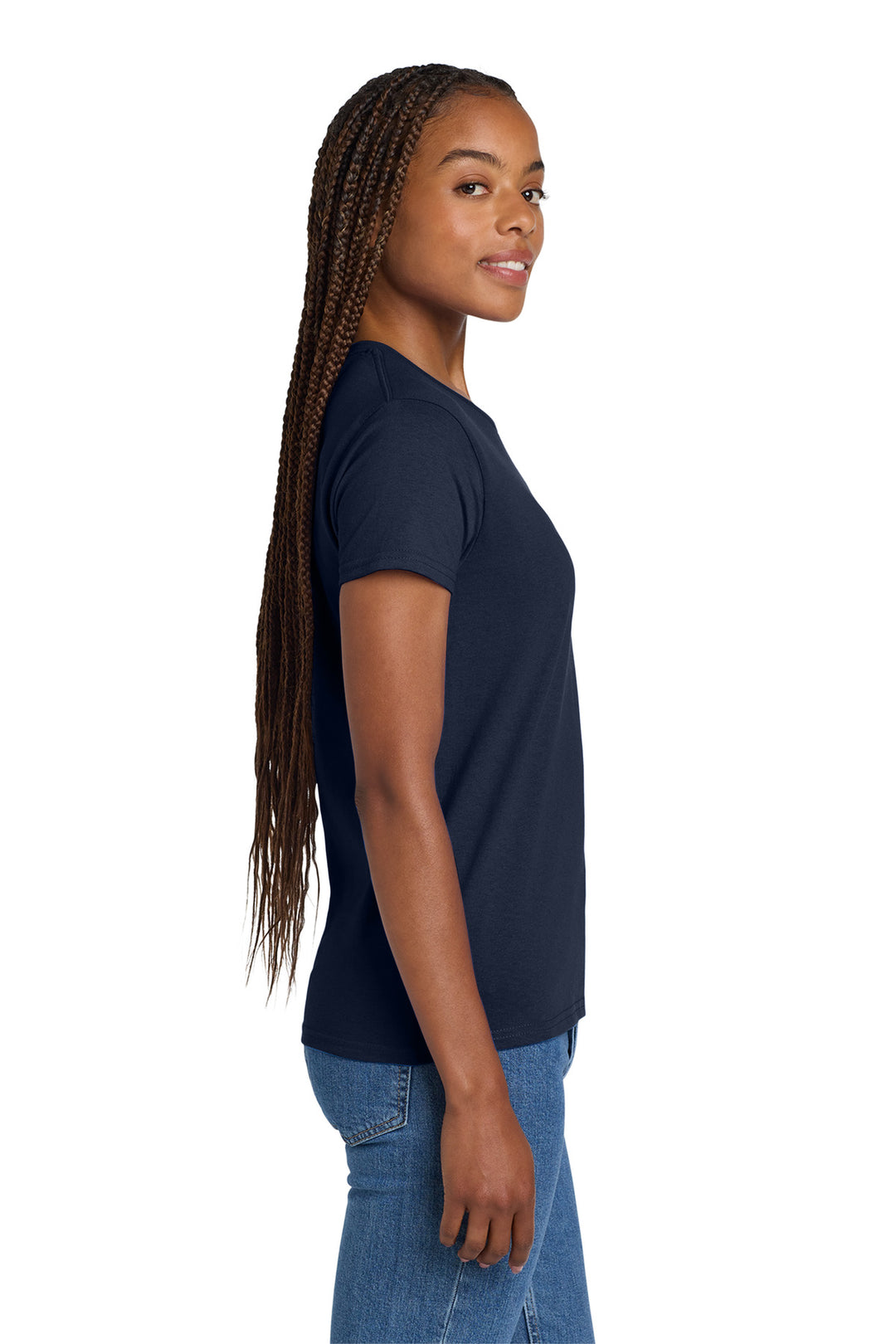 Navy Gildan Women's Ultra Cotton 100% US Cotton T-Shirt. 2000L