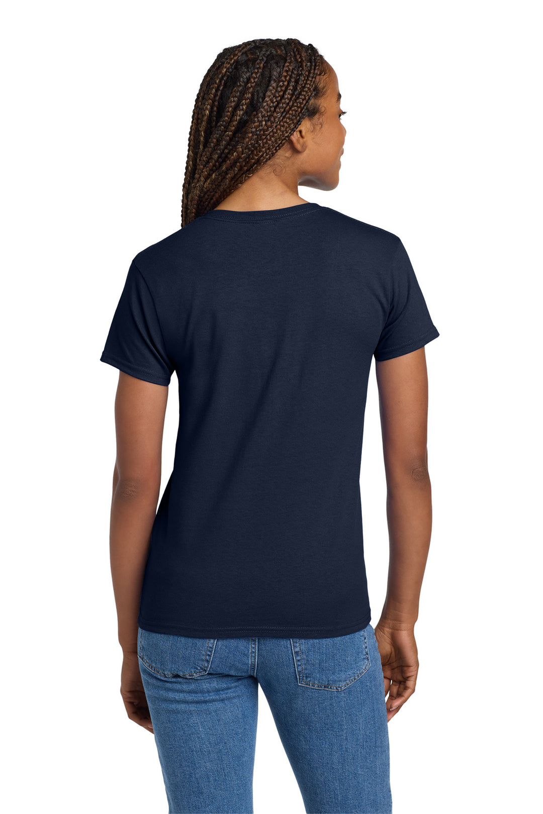 Navy Gildan Women's Ultra Cotton 100% US Cotton T-Shirt. 2000L