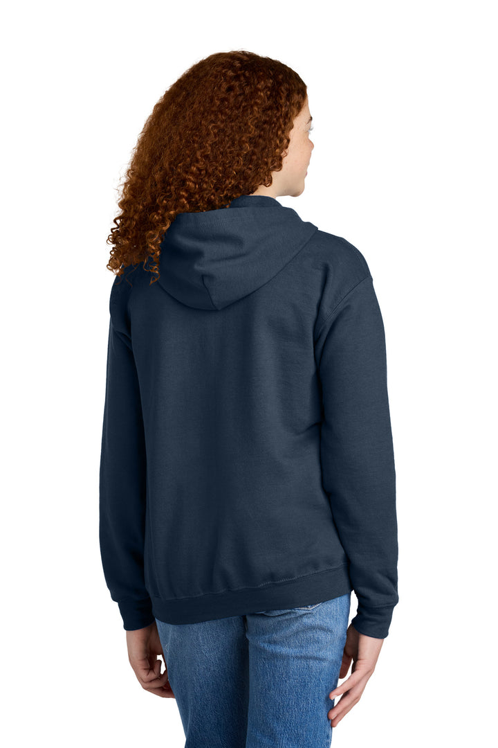 Navy Gildan Youth Heavy Blend Full-Zip Hooded Sweatshirt. 18600B