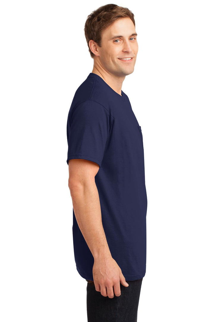 Navy Jerzees - Dri-Power 50/50 Cotton/Poly Pocket T-Shirt. 29MP