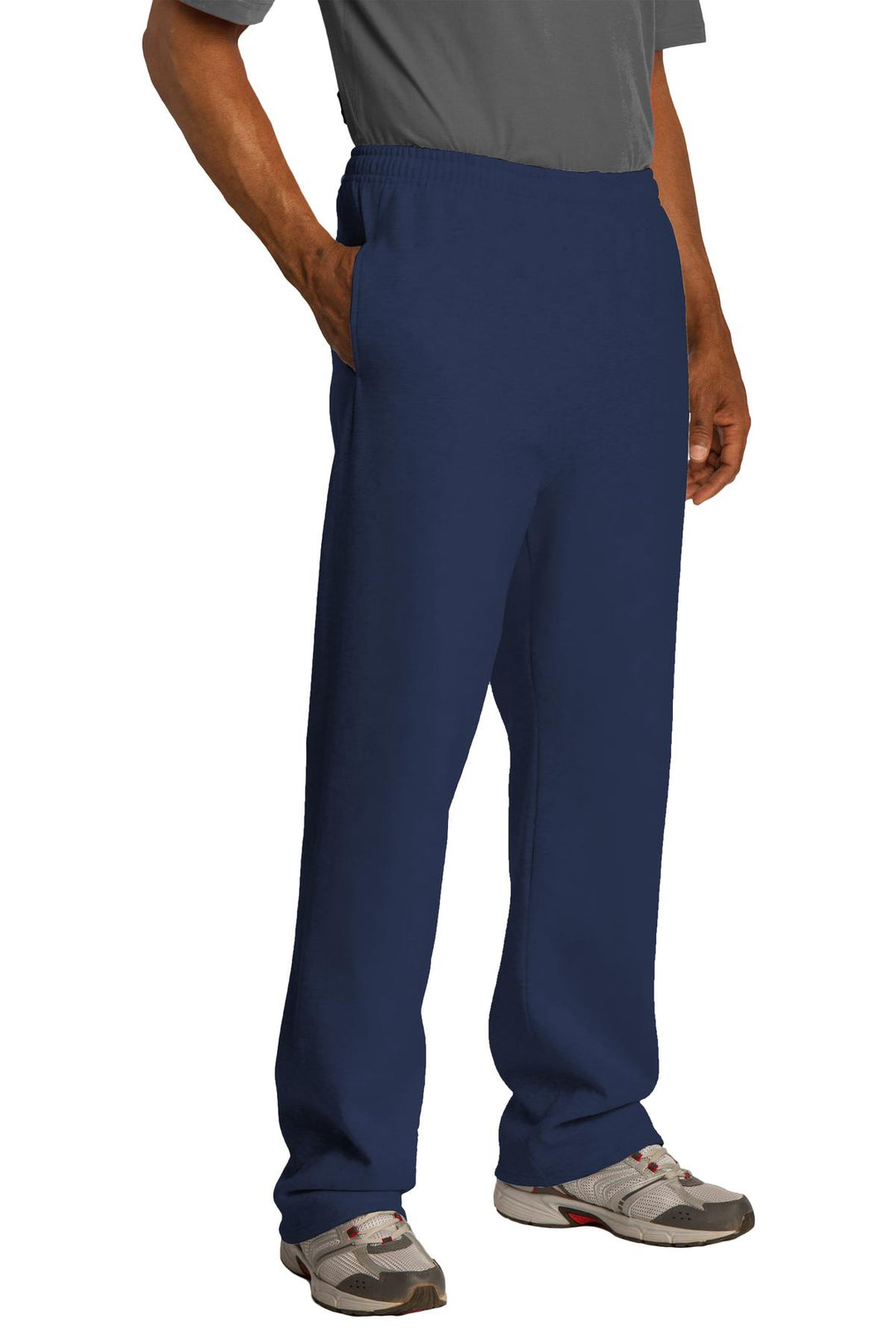 Navy Jerzees NuBlend Open Bottom Pant with Pockets. 974MP