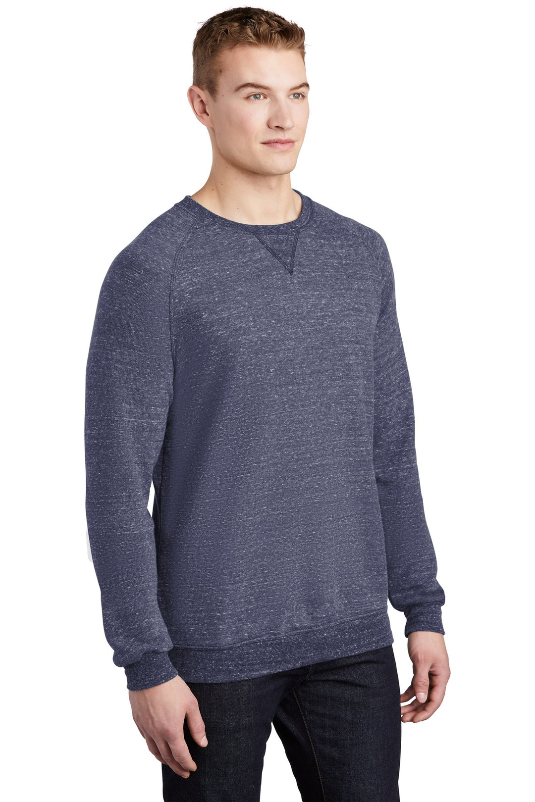 Navy Jerzees Snow Heather French Terry Raglan Crew 91M
