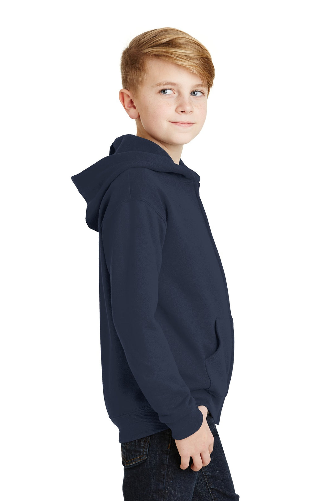 Navy Jerzees - Youth NuBlend Full-Zip Hooded Sweatshirt. 993B
