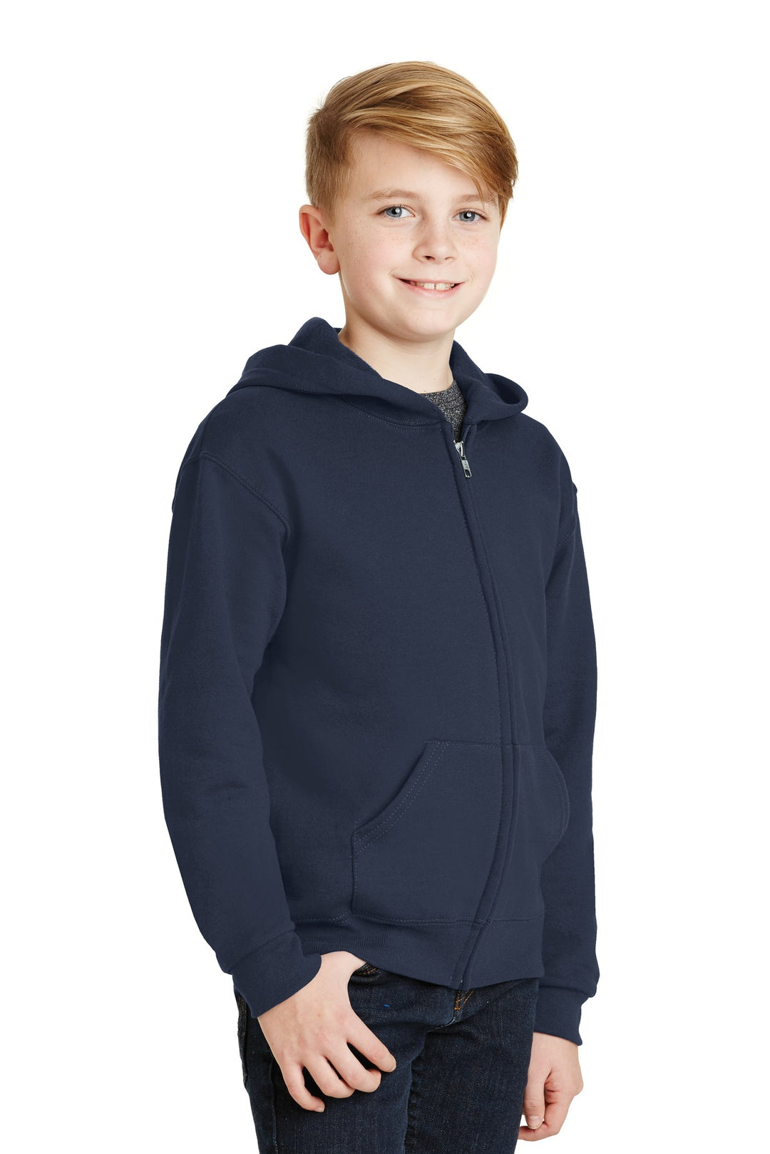 Navy Jerzees - Youth NuBlend Full-Zip Hooded Sweatshirt. 993B