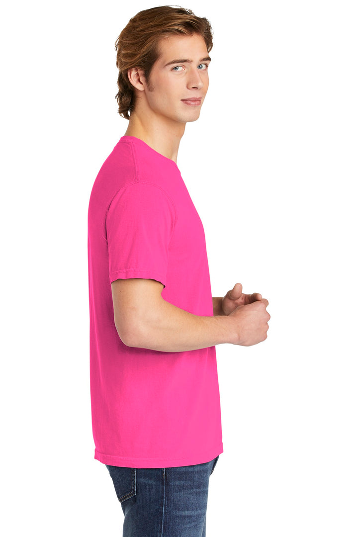 Neon Pink COMFORT COLORS Heavyweight Ring Spun Tee. 1717