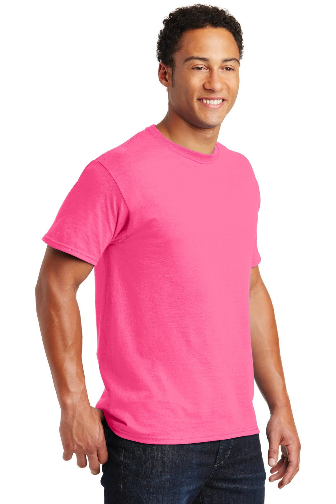 Neon Pink Jerzees - Dri-Power 50/50 Cotton/Poly T-Shirt. 29M