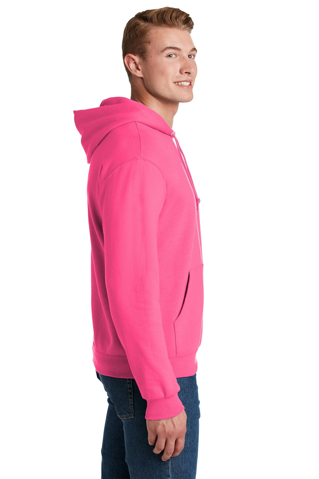 Neon Pink Jerzees NuBlend Pullover Hooded Sweatshirt. 996M