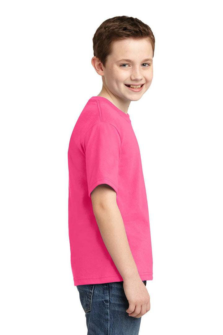 Neon Pink Jerzees - Youth Dri-Power 50/50 Cotton/Poly T-Shirt. 29B