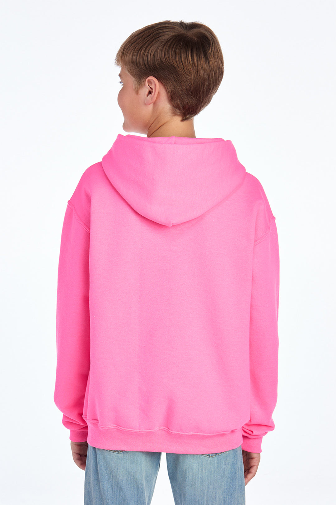 Neon Pink Jerzees - Youth NuBlend Pullover Hooded Sweatshirt. 996Y