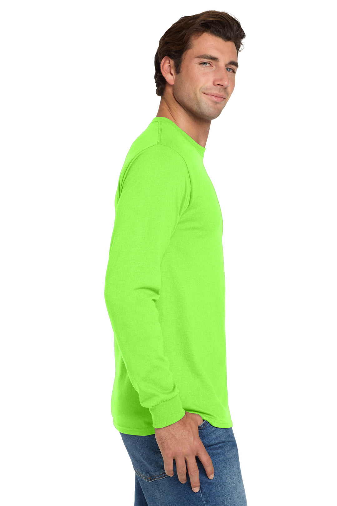 NeonGreen Jerzees - Dri-Power 50/50 Cotton/Poly Long Sleeve T-Shirt. 29LS