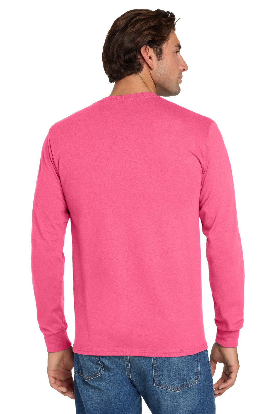 NeonPink Jerzees - Dri-Power 50/50 Cotton/Poly Long Sleeve T-Shirt. 29LS