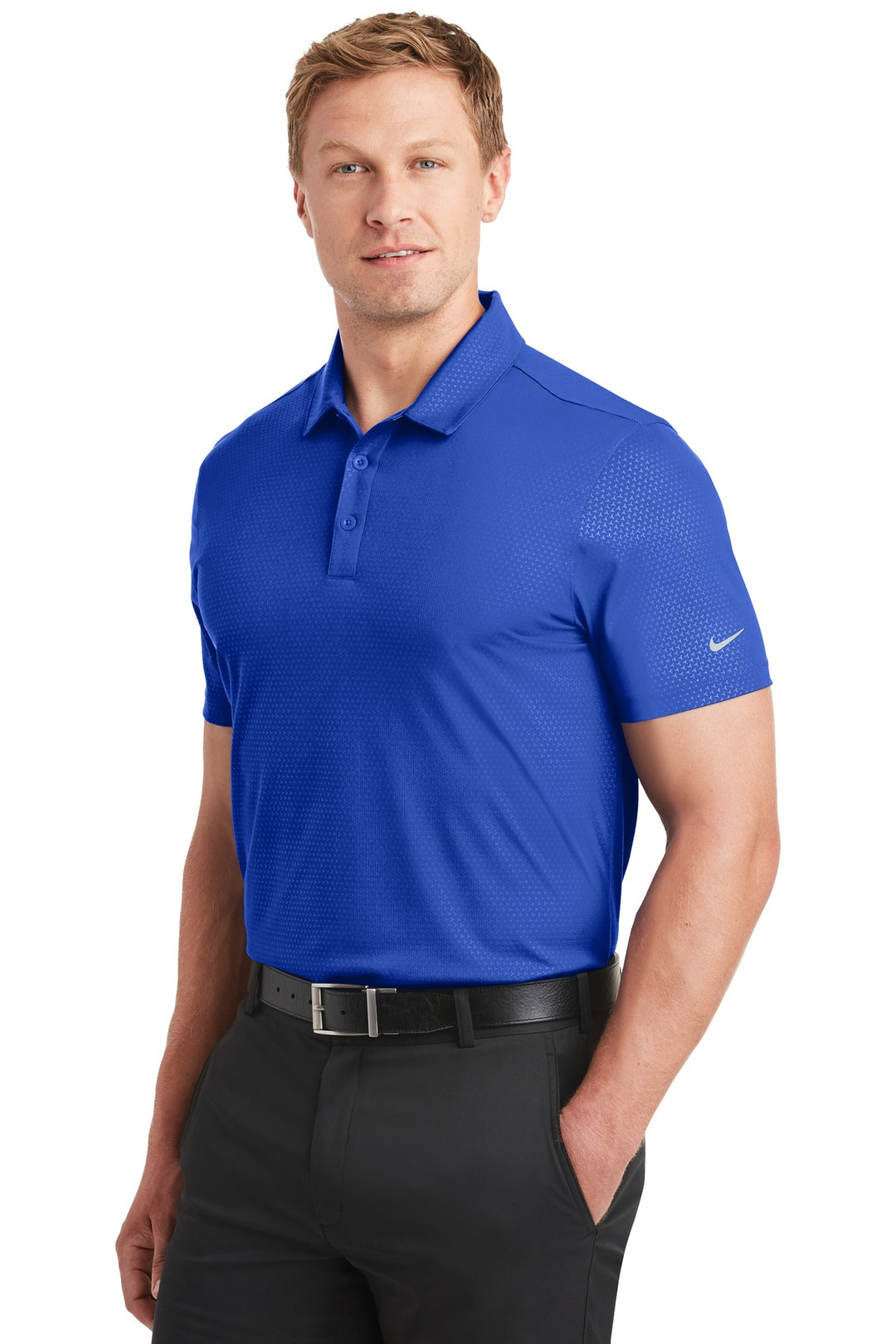 Old Royal Nike Dri-FIT Embossed Tri-Blade Polo. 838964