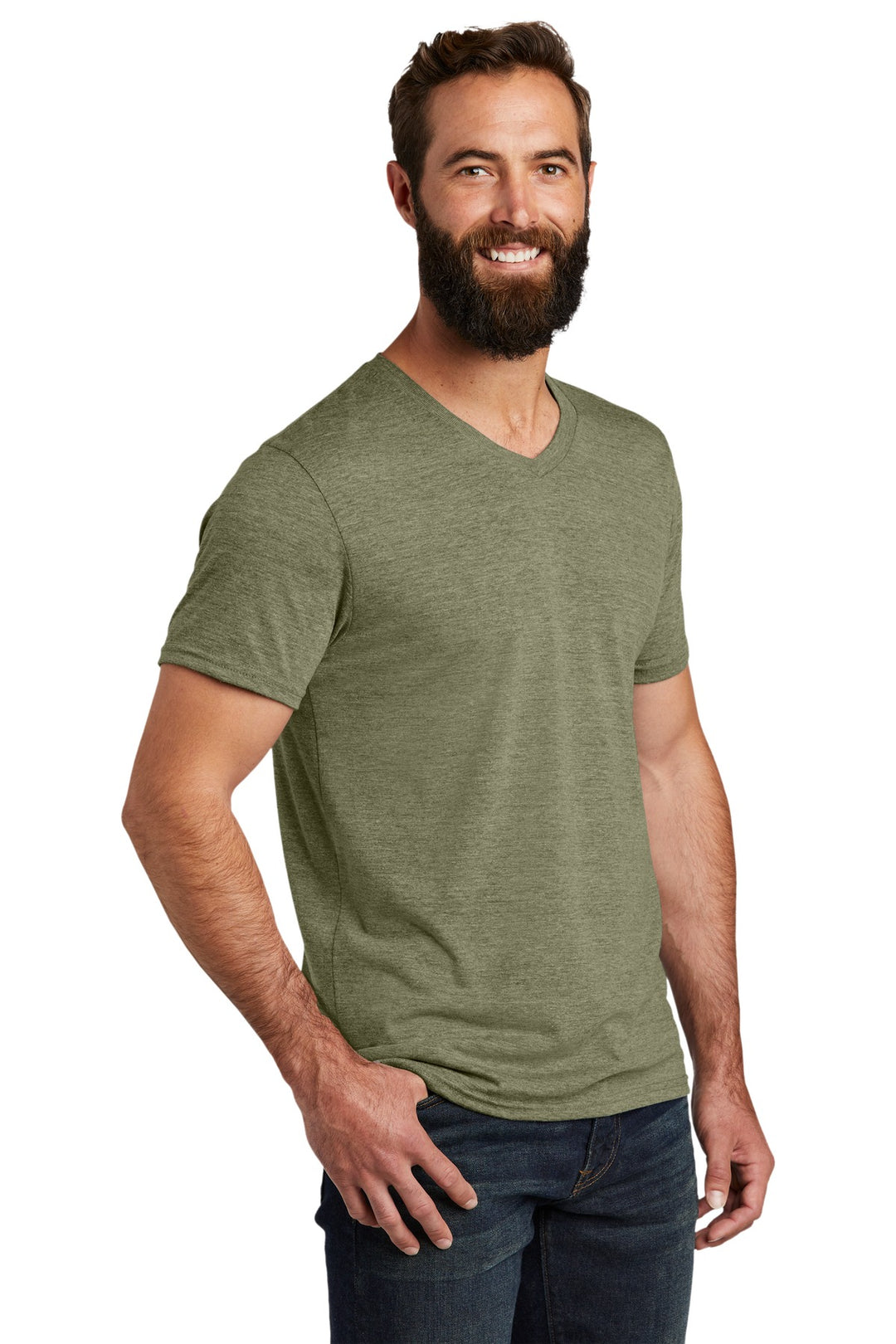 Olive You Grn Allmade Unisex Tri-Blend V-Neck Tee AL2014