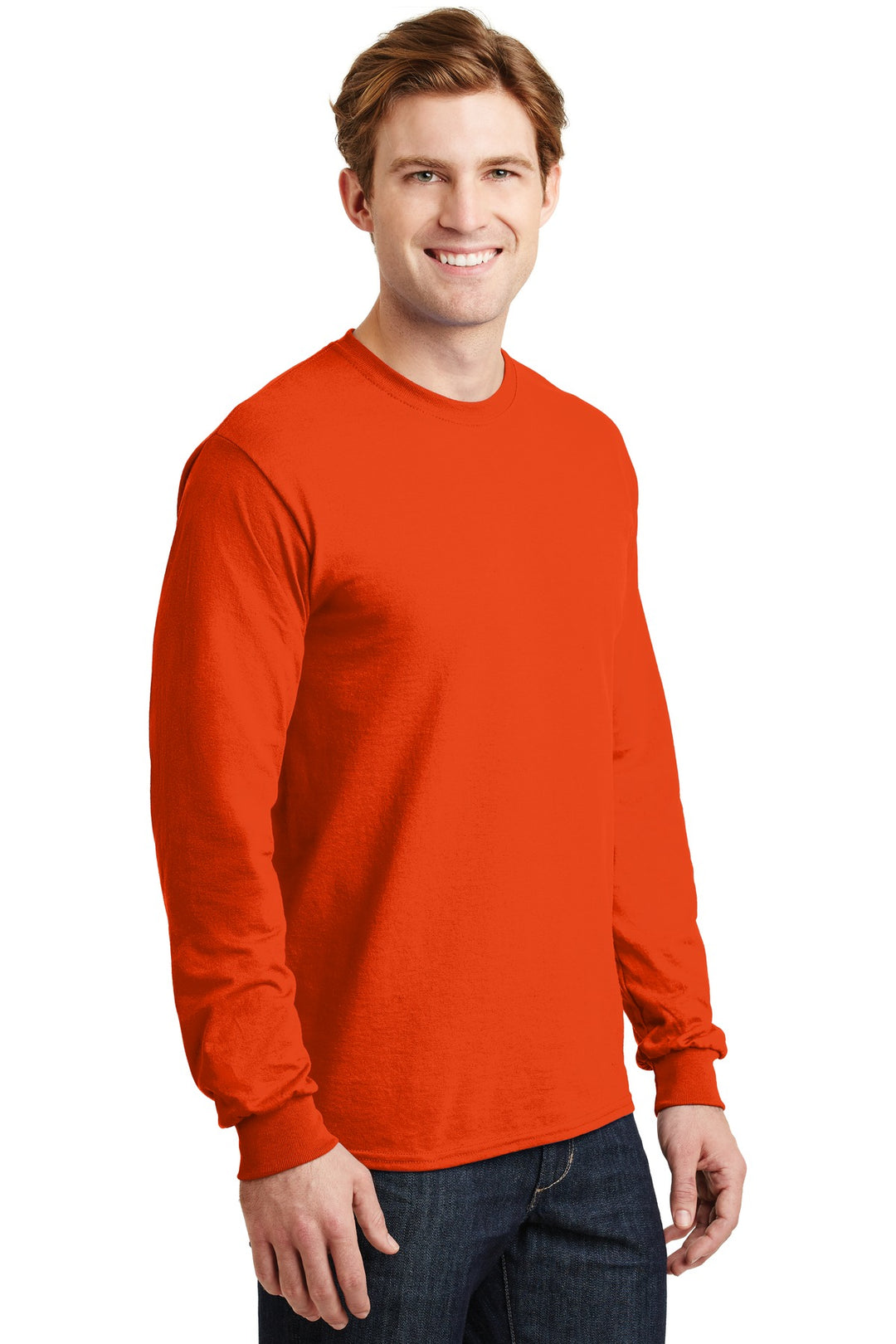 Orange Gildan - DryBlend 50 Cotton/50 Poly Long Sleeve T-Shirt. 8400