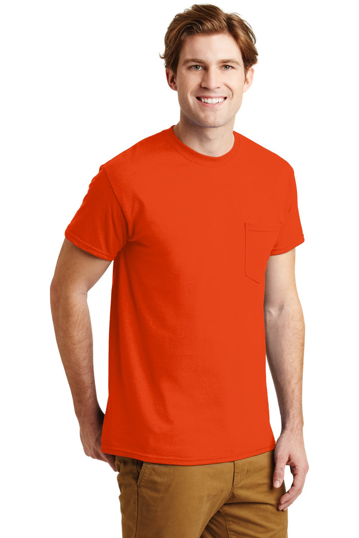 Orange Gildan - DryBlend 50 Cotton/50 Poly Pocket T-Shirt. 8300