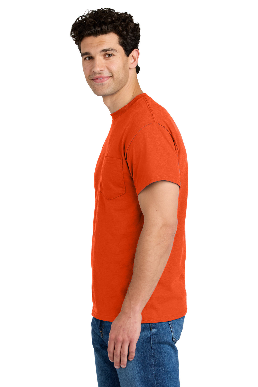 Orange Gildan - DryBlend 50 Cotton/50 Poly Pocket T-Shirt. 8300