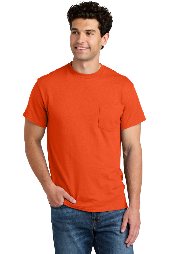 Orange Gildan - DryBlend 50 Cotton/50 Poly Pocket T-Shirt. 8300