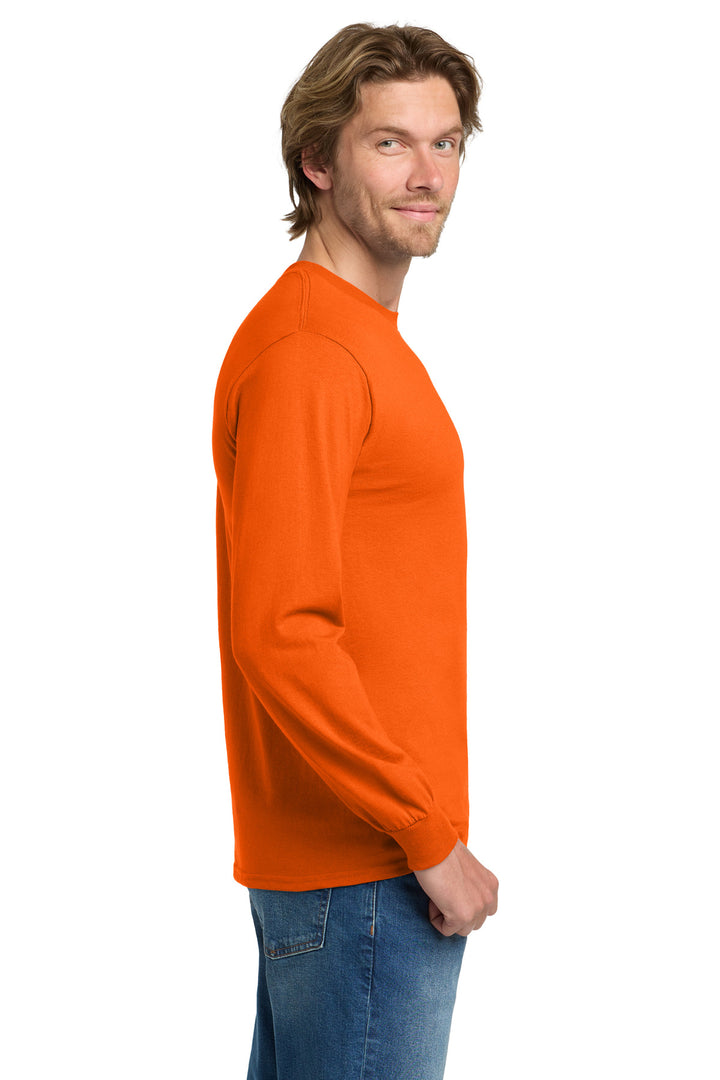Orange Gildan - Heavy Cotton 100% Cotton Long Sleeve T-Shirt. 5400