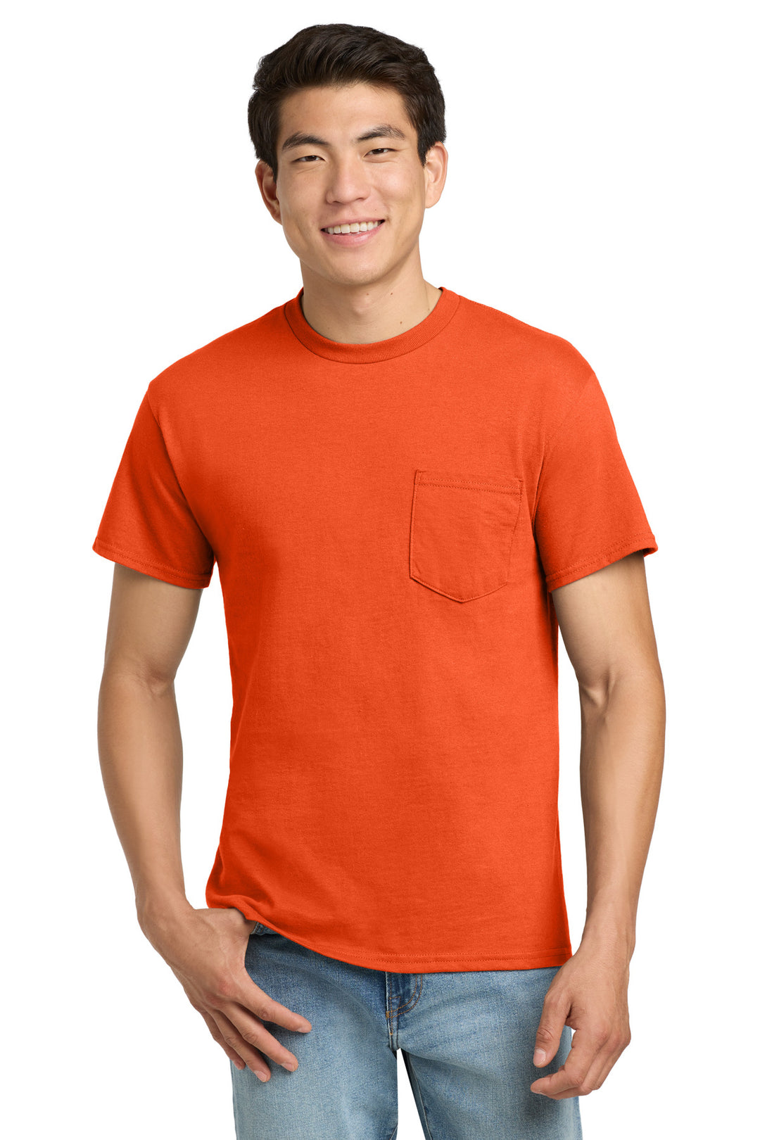 Orange Gildan - Ultra Cotton 100% US Cotton T-Shirt with Pocket. 2300