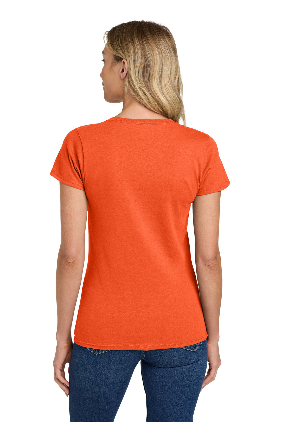 Orange Gildan Women's Heavy Cotton 100% Cotton T-Shirt. 5000L
