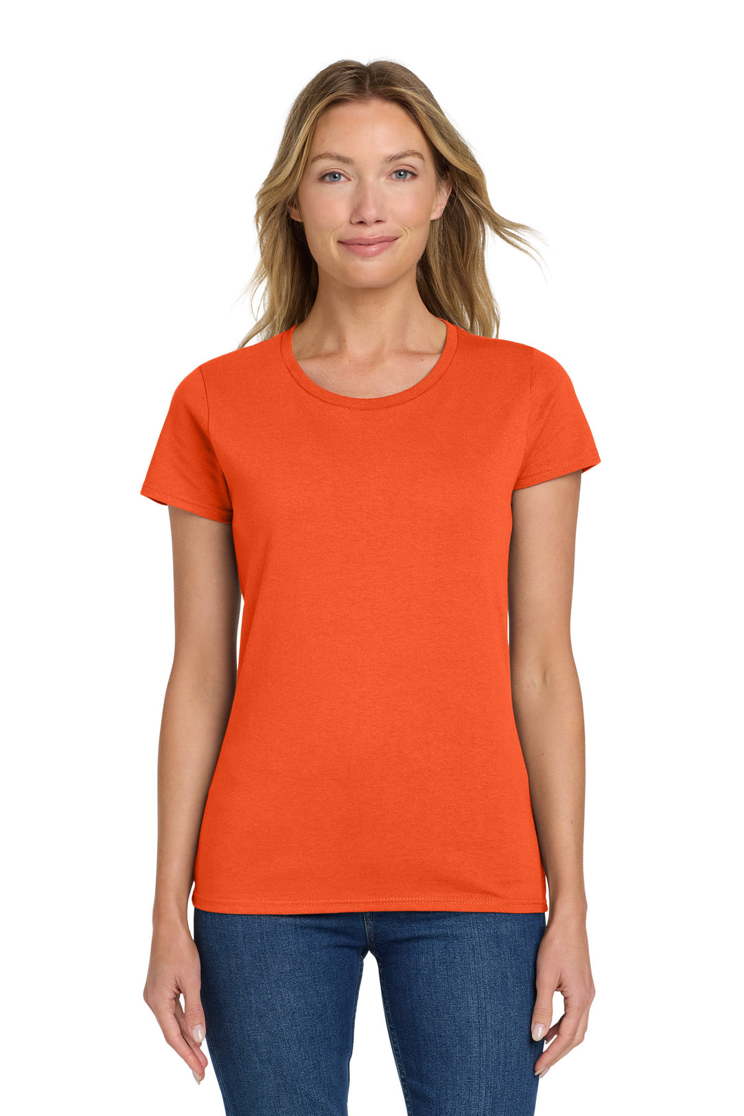 Orange Gildan Women's Heavy Cotton 100% Cotton T-Shirt. 5000L