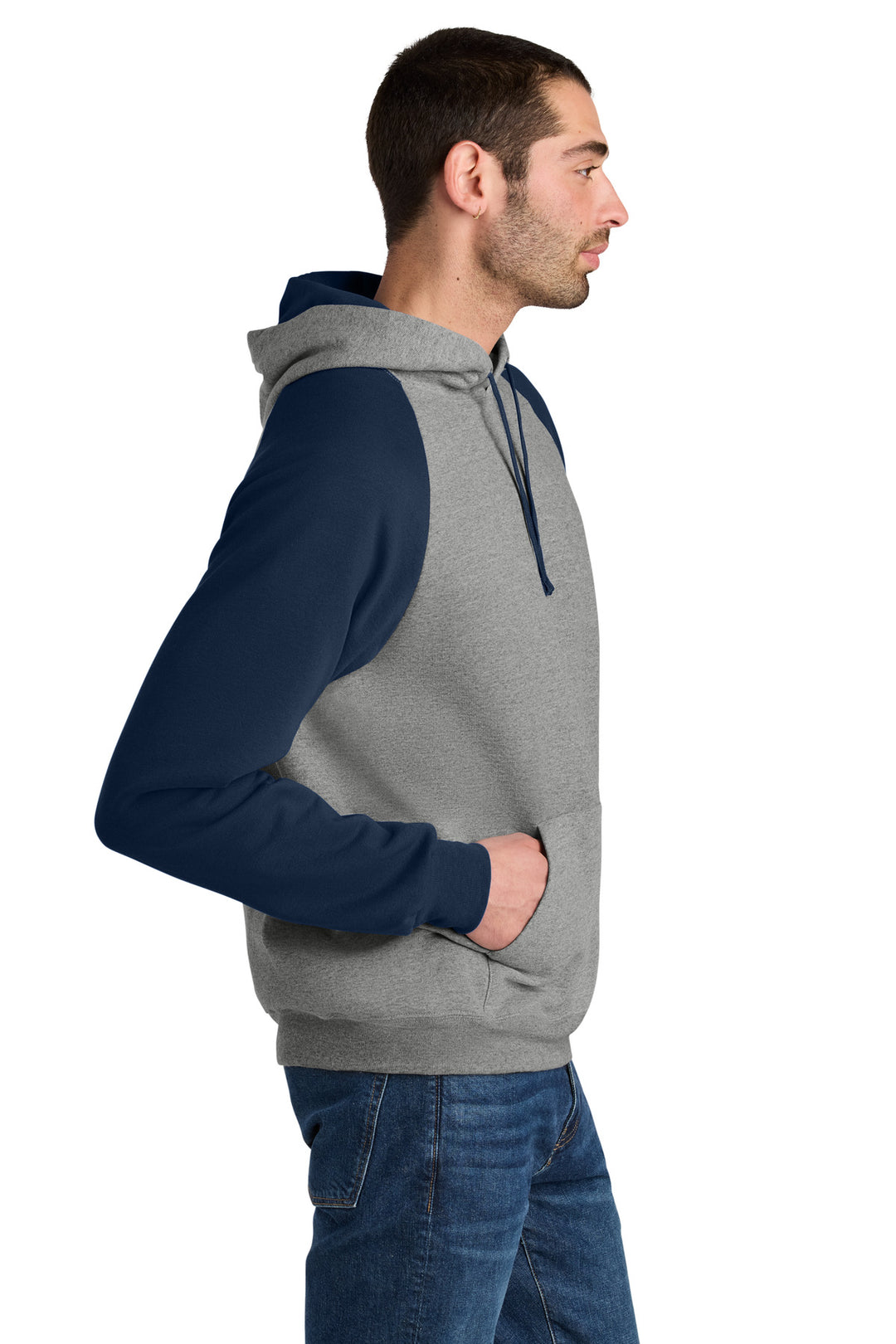 Ox/JNavy Jerzees Unisex NuBlend Colorblock Raglan Hoodie Sweatshirt 96C