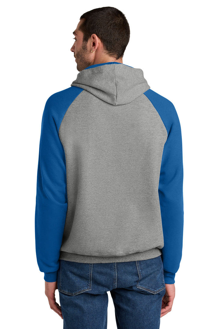 Ox/Royal Jerzees Unisex NuBlend Colorblock Raglan Hoodie Sweatshirt 96C